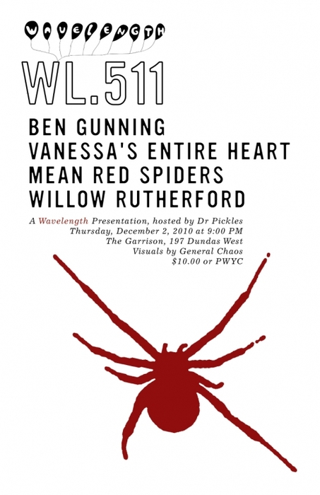 Wavelength presents: Mean Red Spiders (WL1! album release!) Ben Gunning, Vanessa's Entire Heart, Willow Rutherford