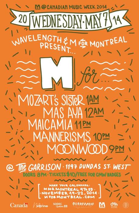 M for Montreal &amp;amp;amp; CMW co-present: &amp;amp;quot;M for....&amp;amp;quot; feat. Mozart&amp;amp;#039;s Sister, Mas Aya, Most People, Mannerisms, Moonwood