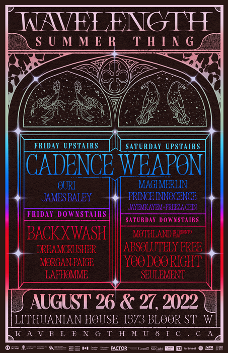 Wavelength Summer Thing: Cadence Weapon, Backxwash, Absolutely Free + more