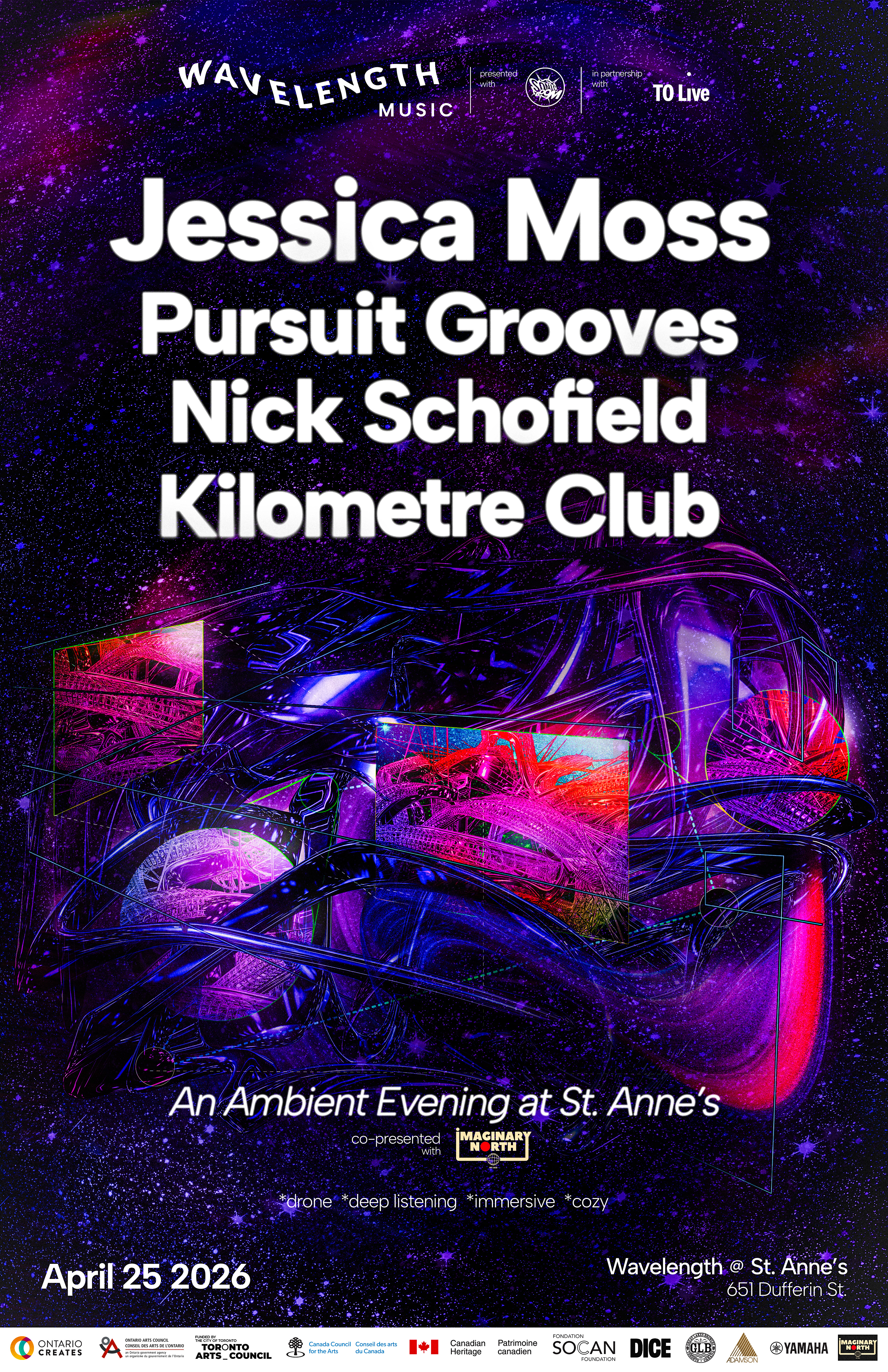 Jessica Moss + Pursuit Grooves + Nick Schofield + Kilometre Club: Wavelength + Imaginary North Records
